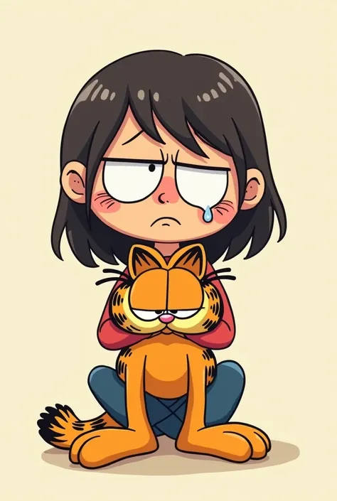 Create a woman with anxiety and severe sadness From Garfield comics design 
