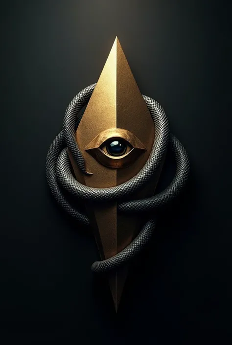 Logo 3D, a pyramid with an eye in its center and a snake coiled around it