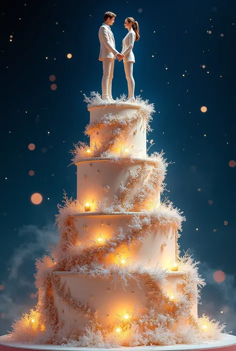 wedding cake with lots of. Two-story shine with two grooms 




