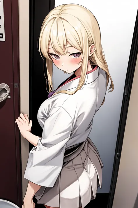 Japanese　Blonde schoolgirl　narrow　Private toilet　Sex is cool　tits　door　Lean on　Butt　