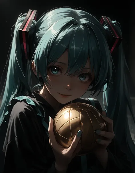 close-up of a man, holding a ball in front of a grave, mikudayo, hatsune miku, portrait of hatsune miku, pixiv contest winner, m...