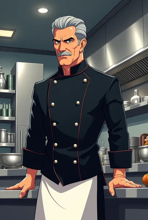 I need an image of Crocker the character from the series "The magical godfathers"  , dressed as a Chef (Your outfit has to be black)