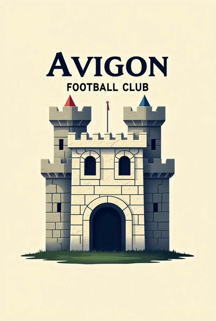 Avignon Football Club emblem. Color: ivory. I want to see a fortress here. Add "Avignon" above and "Football Club" below.