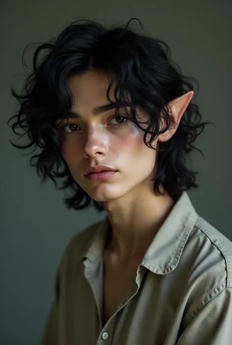 dark-haired elf man with medium curly hair wearing a Vasco shirt