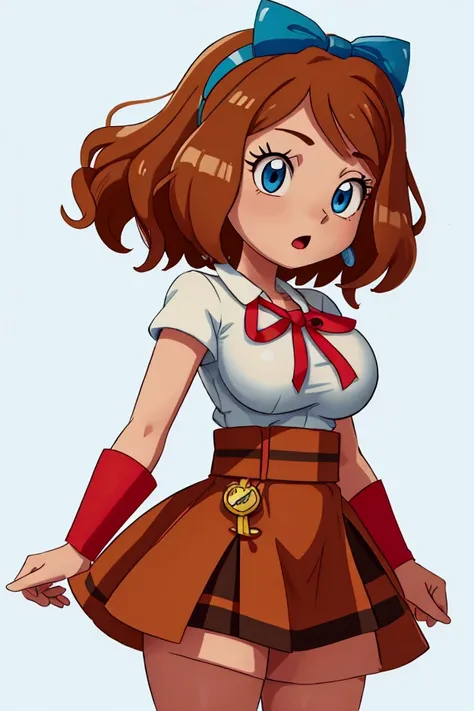 Masterpiece, Best quality, 1 girl, serena(Pokémon), 1 girl, breasts, solo, bit_gag, gag, blue_eyes, huge_breasts, sleeves_beyond_the_wrists, tail, multicolored_hair, cosplay, short_hair, brown_hair, animal_costume, looking_at_viewer, brown_hair, hair_band,...