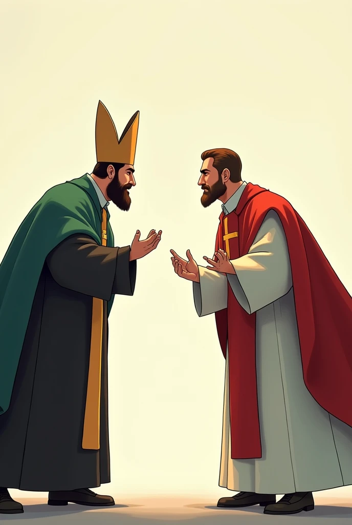 A face to face or versus between Protestants and Catholics that is an animated image