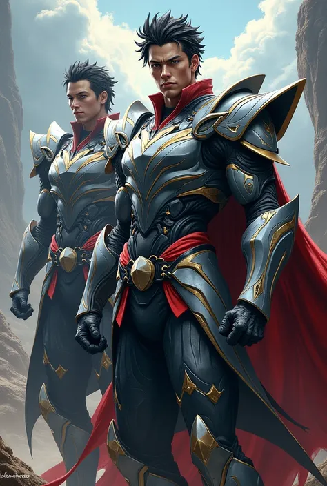 Three male warriors wearing anime style armor