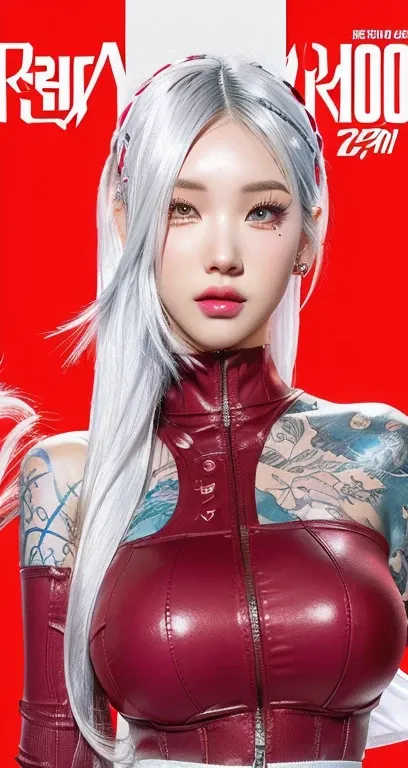 A cartoon of a woman with white hair and piercings., Style Ross Tran, loico |, In the style of Ross Tran, cyborg - girl with silver hair, Loico and Ross Tran, portrait of Kim Petras, arcane faux pas portrait, rossdraws 1. 0, rossdraws vibrant cartoons, Kre...