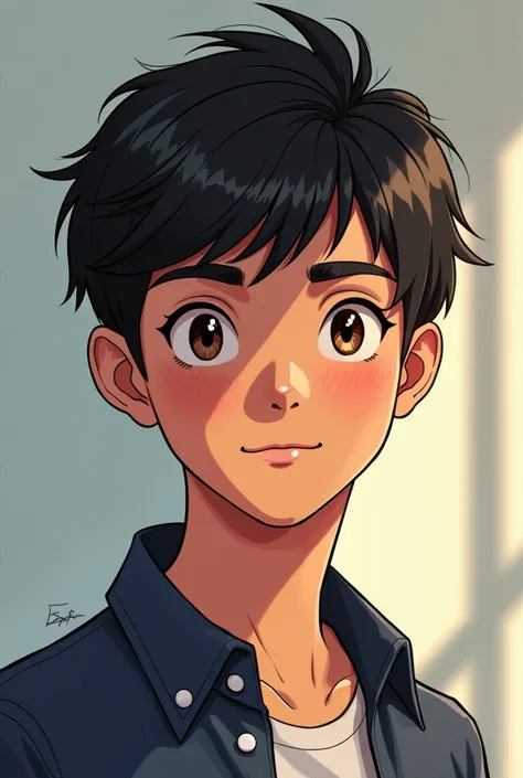 If you know Diego Guerrero, a 14-year-old Chilean actor, make an image of him now in the anime style of mapa studio. Make it look like the one in real life. 
