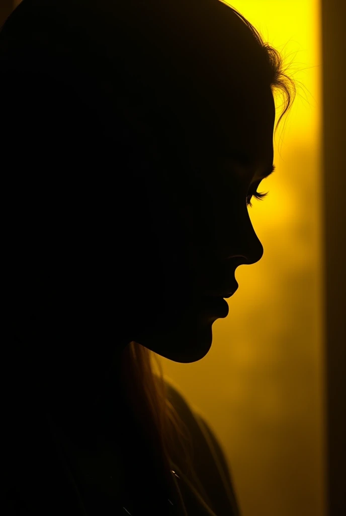 Black and yellow face silhouette dark