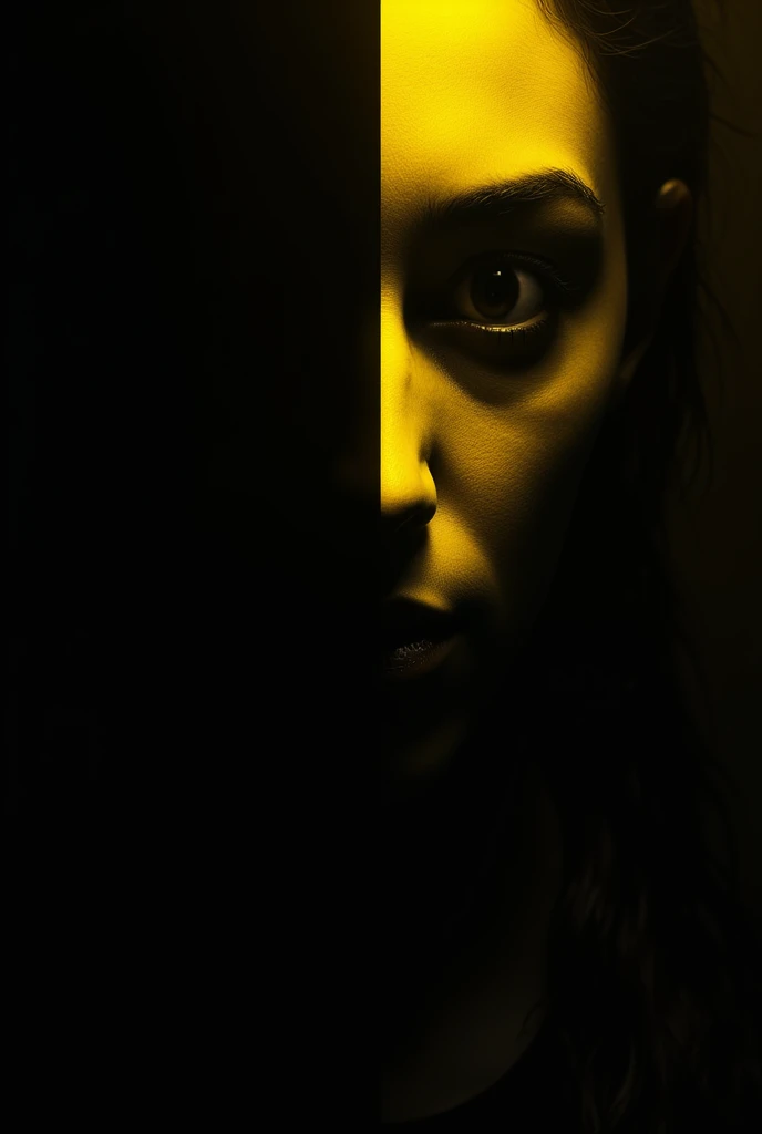 Black and yellow face silhouette dark