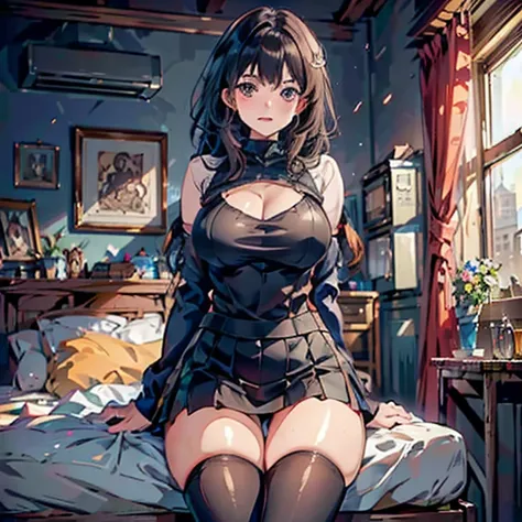 anime kawaii sexly perfect slim sensual body large breast and huge thighs, an intricate and highly detailed illustration of anim...