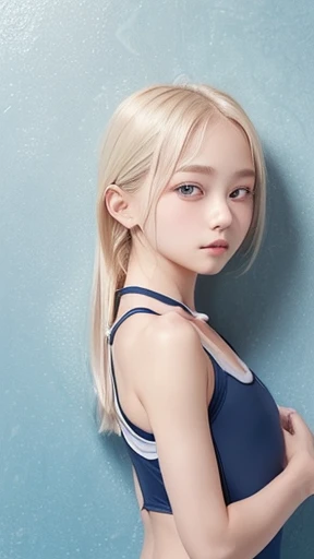 ((sfw:1.5)),((sfw:1.5)),((sfw:1.5)),((sfw:1.5)),((from side above:1.5)),((Upper Body:1.5)) Korean Asian Teenager Photos、((Beautiful and cute idol girl:1.5))、Platinum Blonde Hair、11yo,Narrow small eyes:1.5、Thin face、Thin neck、((Slim body)),((skinny):1.5),((...