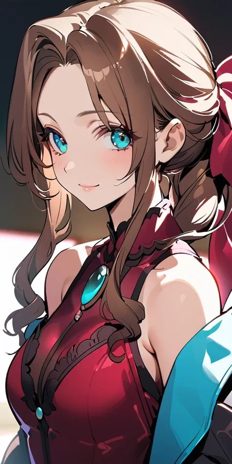 (((((aerith gainsborough:1.2)))))、,((highest quality、masterpiece、anime style、best quality、high resolution、8k、detailed、ultra-deta...