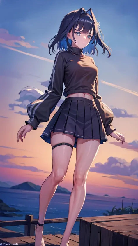 Skirt flip POV, flipping by yourself, 1 girl, (Character: full body), (Sweater), Pleated miniskirt, emphasizes hips, (emphasizes bust), outdoors, sunny, BODY/, (Perfect Hands), (Perfect Anatomy), (Perfect Body Structure), ((2 Arms)), ((2 Legs)). QUALITY/, ...