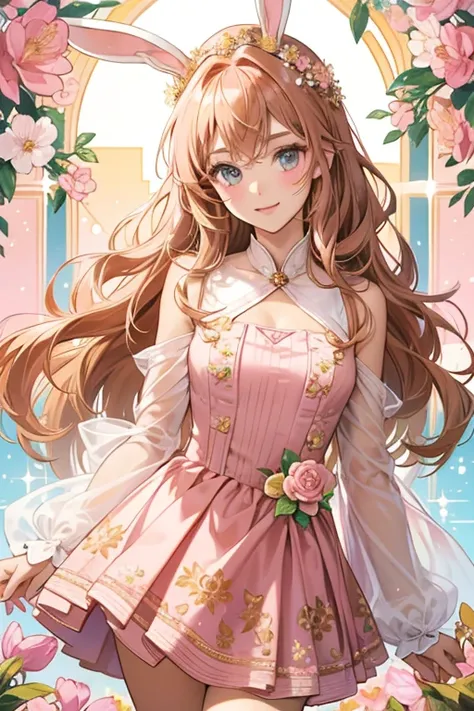 Brystal is a light tan bunny. She has caramel colored hair that is styled in the twist.
She has a floral design on her top with a pink skirt.
She comes with a gold headpiece, white shawl, and pink flowers. SPARKLE; GLITTER