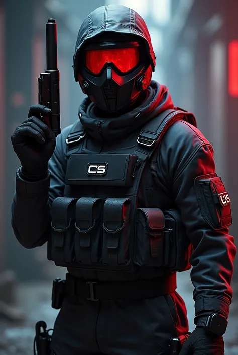 Make a image of counter strike logo but instead of gun hes holding a make up


