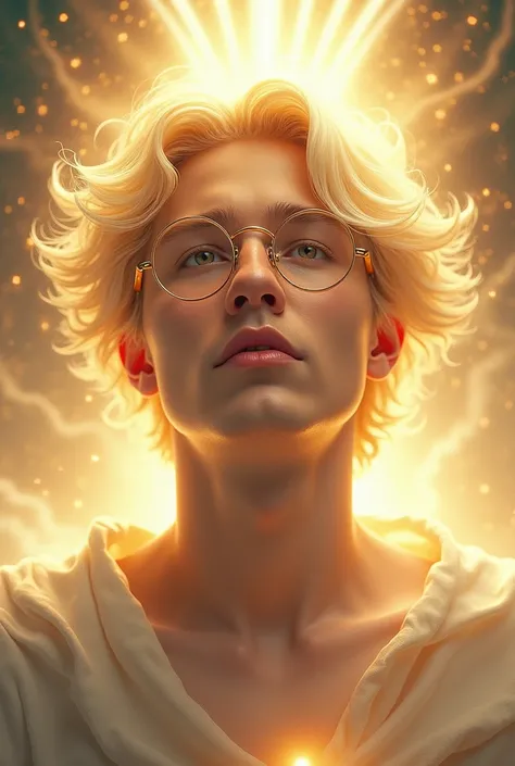 Young white man god with glasses 
