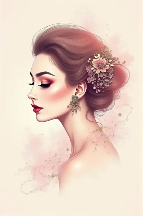 Create a logo for my makeup company, whose name is viva Glamour, leave the image with a delicate background and makeup 