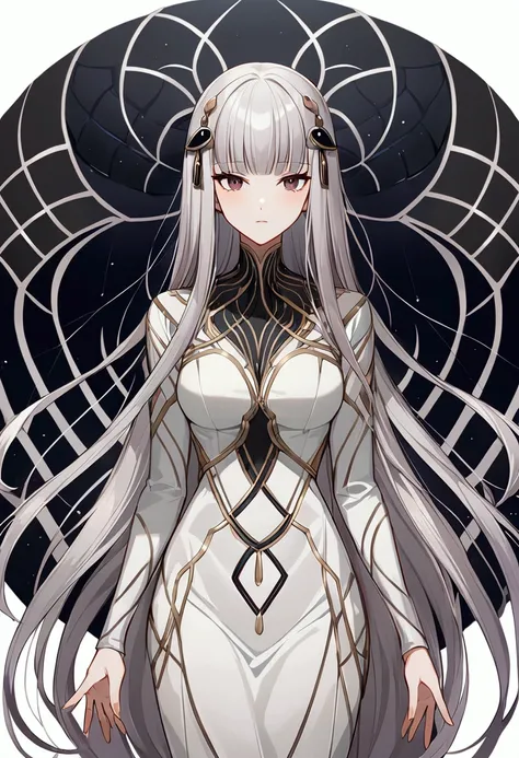 (Echidna,Echidna,Re:NULL,Gray Hair,long hair,hair ornaments),whole body