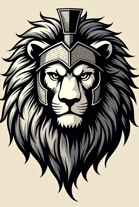 Create a Lion head using Spartan Helmet, not realistic, just icon style, make it good lion