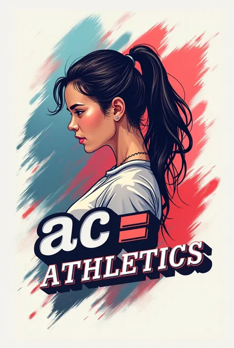 Create an image of a logo containing the letters AC=  and say Athletics. With athletics design with background image styles for a young woman.