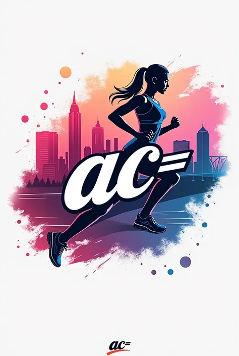 Create an image of a logo containing the letters AC=  and say Athletics. With athletics design with background image styles for a young woman.