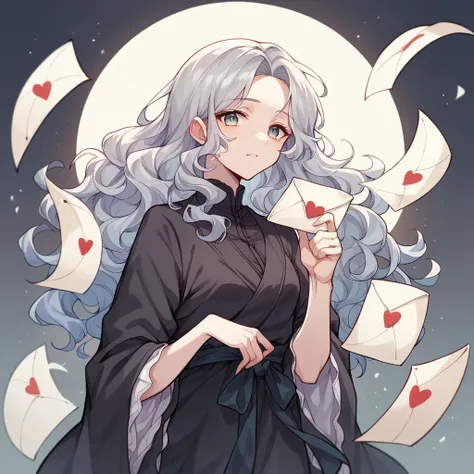 Silver-haired wavy hair、I have a letter、Black Robe