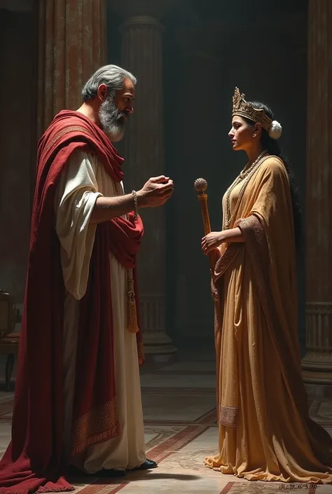 A king of ancient Greece learning of a tragedy with his wife that leaves them extremely shocked and sad.