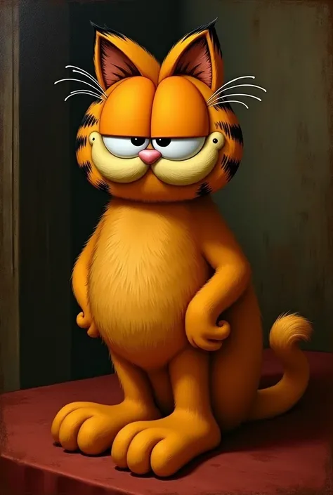 A drawing of Garfield in the style of a Leonardo da Vinci painting 