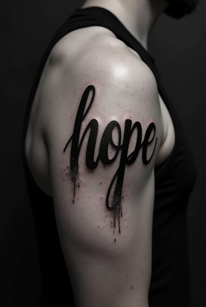 Tatto de la palabra hope al estilo Darklettering
