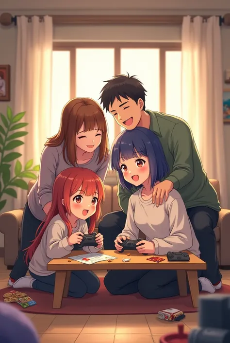 Couple with 2 anime gamer daughters
