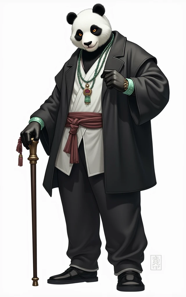 (masterpiece, top quality, best quality, official art,beautiful and aesthetic:1.2),(4k,8k, best quality,masterpiece:1.2),(((white background))), solo,Game character, the panda person, a game character inspired by pandas, wearing a black and white robe, ado...