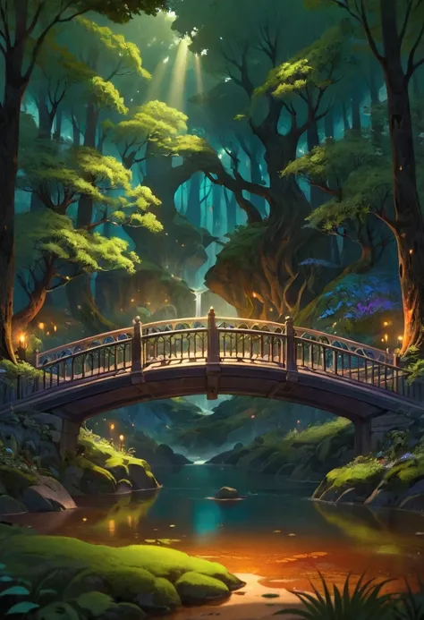 Gorgeous detailed art, fantasy landscape, vibrant forest, immerseful detailed art

