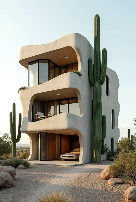 A three-story house based on nature in the form of a cactus

