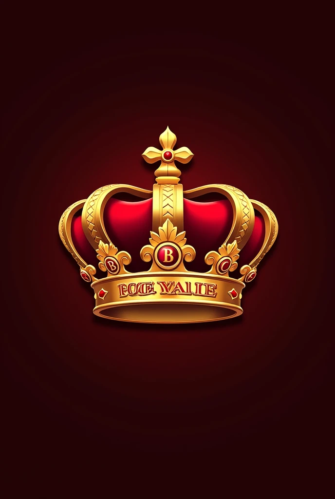 Generate me a logo that says Royale in the center of this crown, and at each tip of the crown say bingo letter by letter, 1 in each circle, that in the center there is nothing, not even a cross or anything, May the crown be red and gold