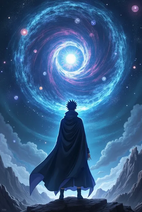 Momoshiki Ōtsutsuki from the anime boruto observing the planets