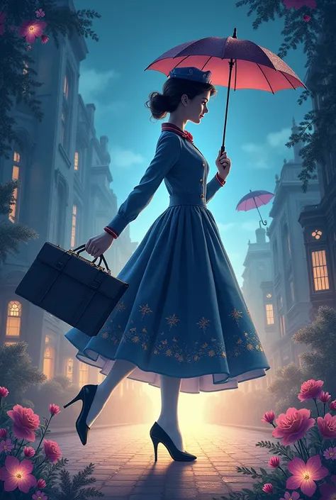 Make a Mary Poppins themed ballet performance invitation with writing space 