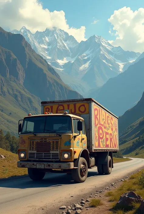 A truck saying bless peru