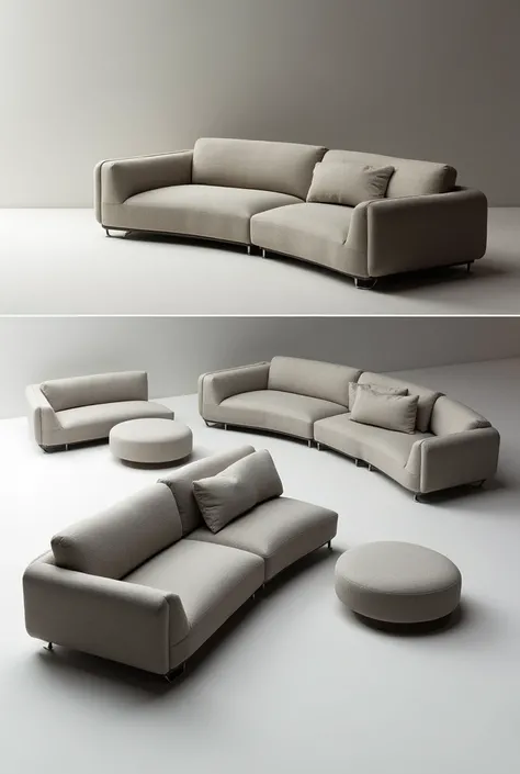 Design a sofa for two people , futurist whose motto is the encounter ,in modules ,straight shapes
