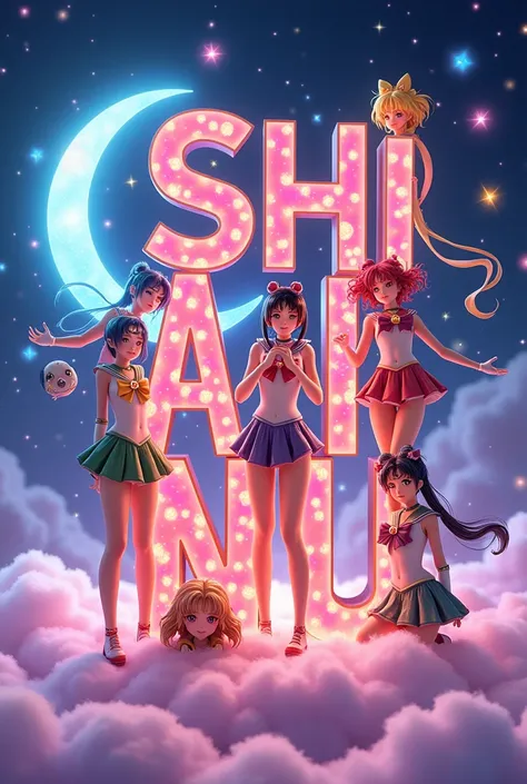 image of the name "Shi Ai Nu" in  original 3d sailormoon theme designed in each letter