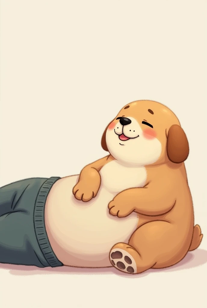 masterpiece、high quality、Fat cute dog、On your stomach、Clean background