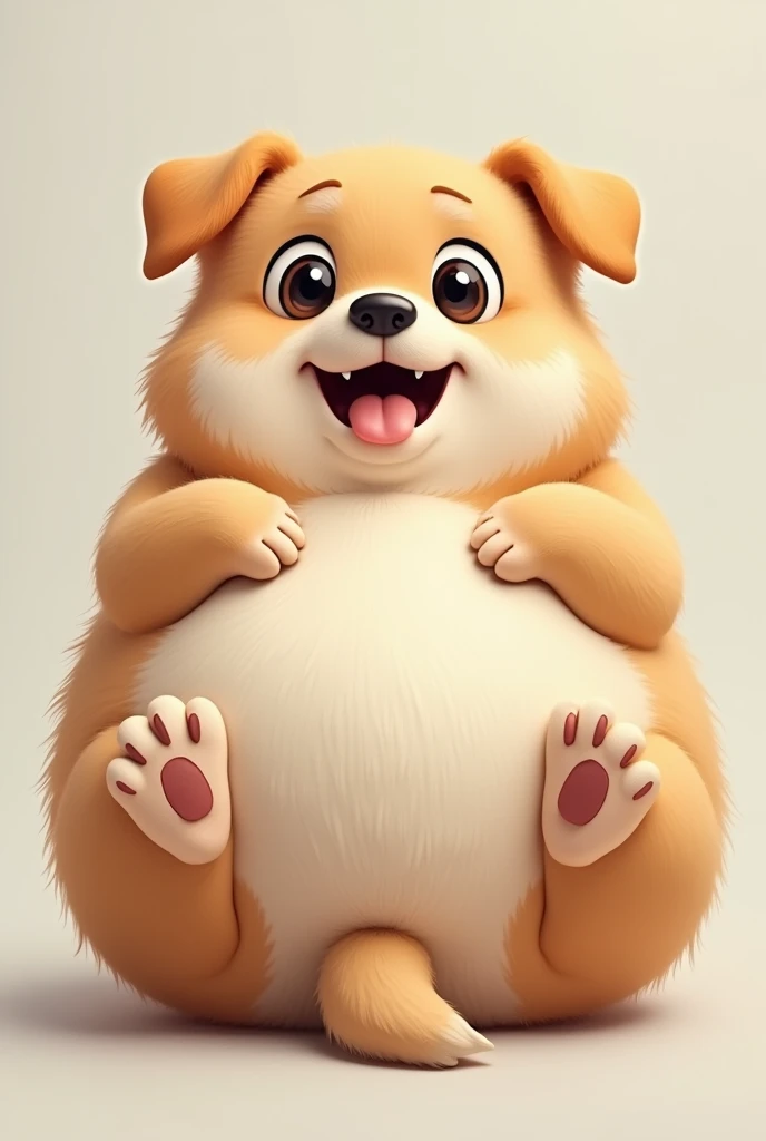 masterpiece、high quality、Fat cute dog、Show your belly、Clean background