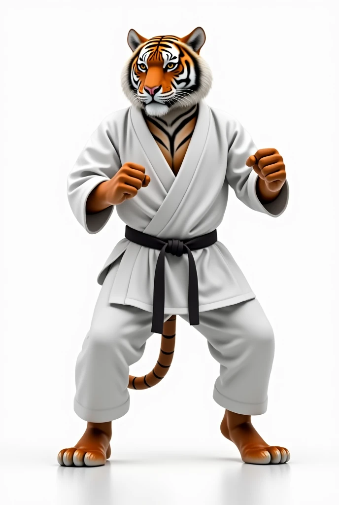 tiger in karate suit on white background