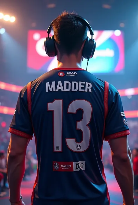  eSports player with Jersey number 13 and player name MADDER on the back jersey