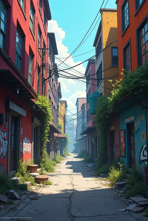 Concept art of abandoned street... colourful as well as black and white concept 