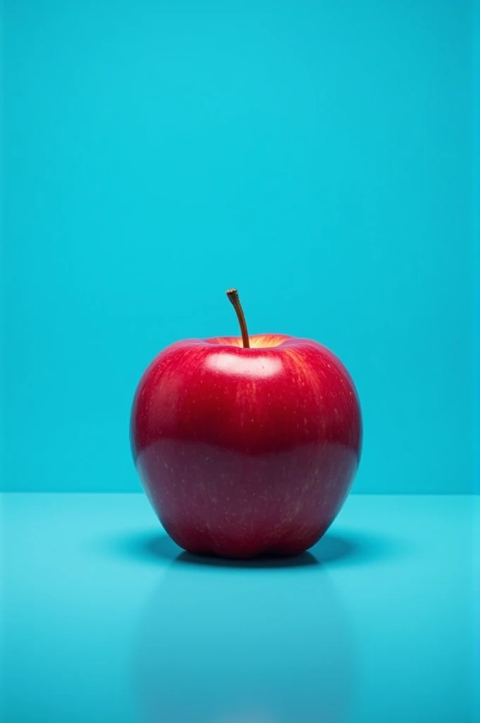 Blue background with red apple