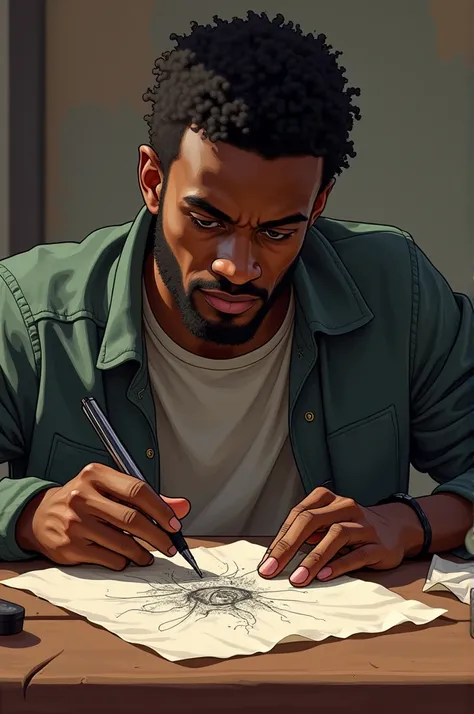 Felix is a creative dark-skinned man who draws on napkins