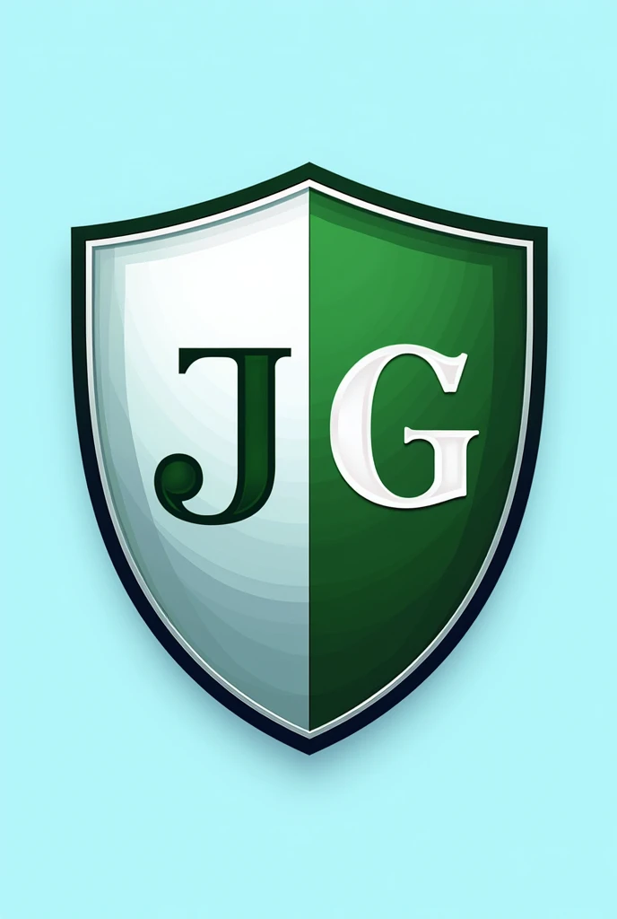 Can you create a football shield for me with the colours light blue, white and green and the initials JG? 