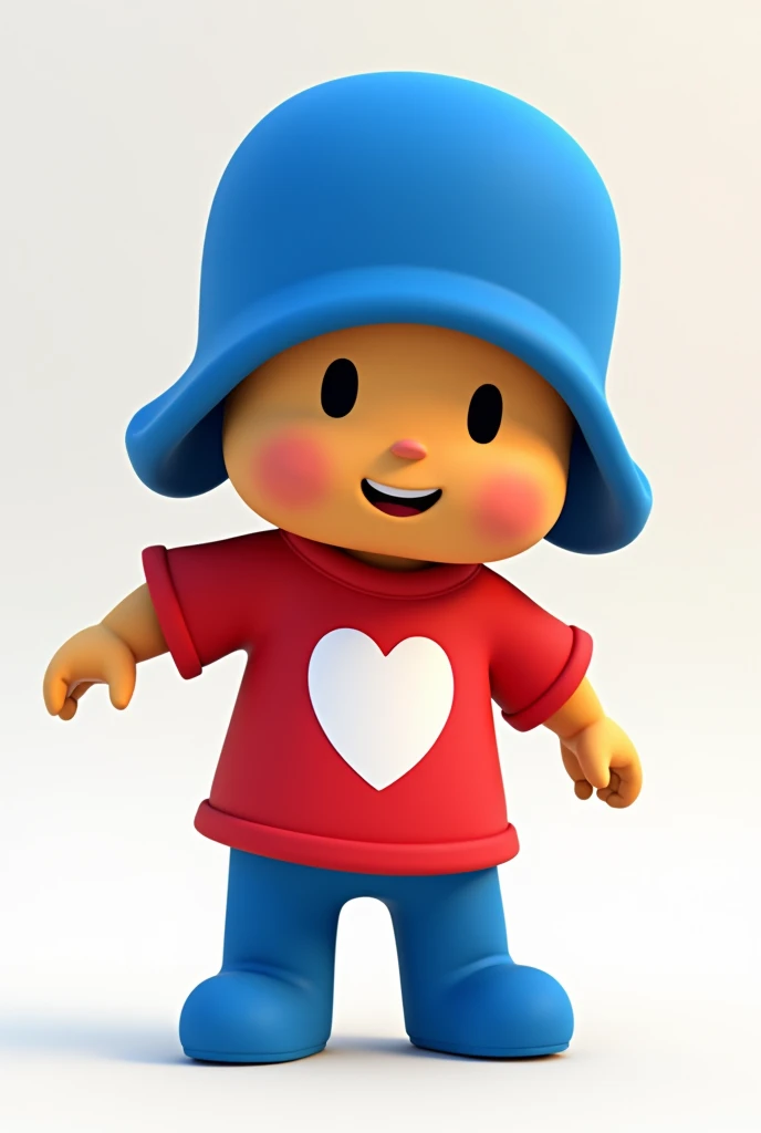 cute pocoyo with a red t-shirt with a large white logo, igual al siguiente emoticon ♨️